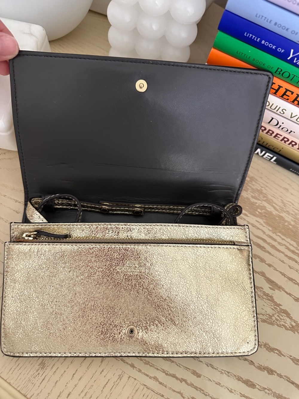 Coach Metallic Gold Crossbody Wallet with Long Strap - Picture 5 of 7